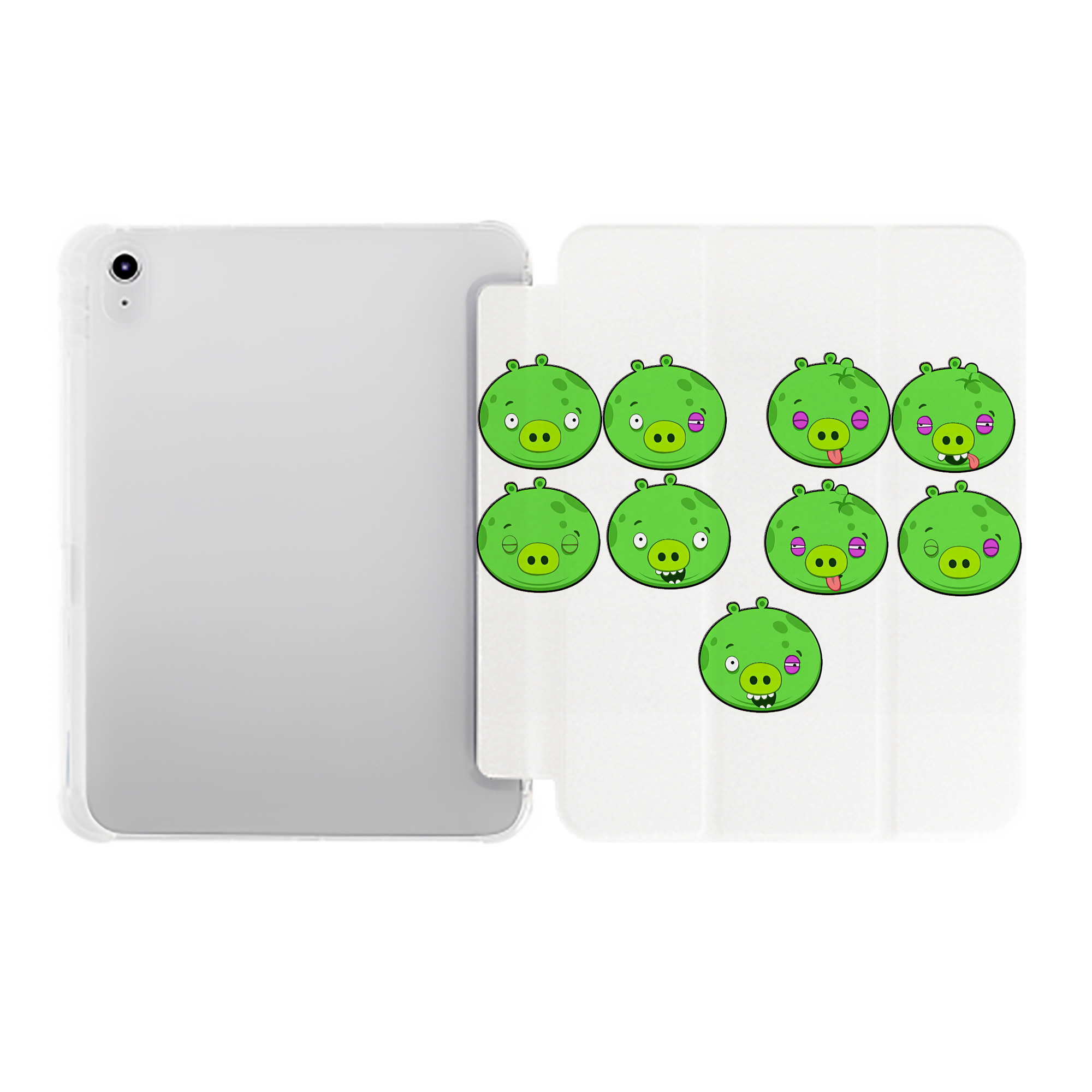 （画像用） Angry Birds アングリーバード IPad ケース ペン収納付き 三つ折りスタンド PUレザー×シリコン 対応機種9.5/10.5/10.9インチ